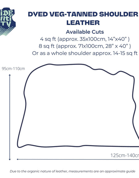 chart to show the approx size of cowhide shoulder leather