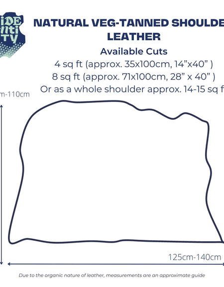chart to show the approx size of cowhide shoulder leather