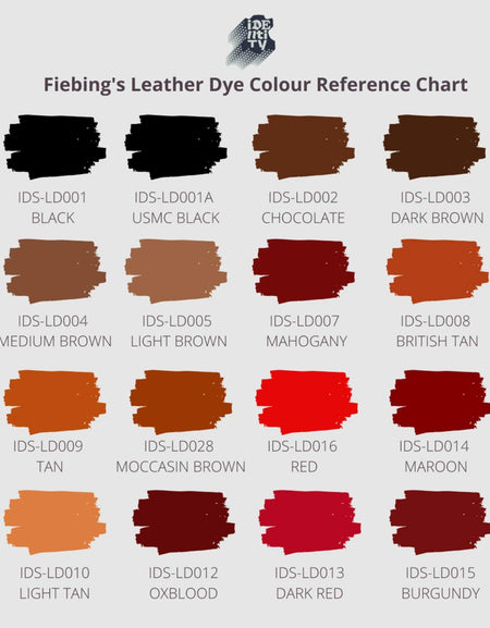 Fiebings Leather Dyes Colour Chart Page 1