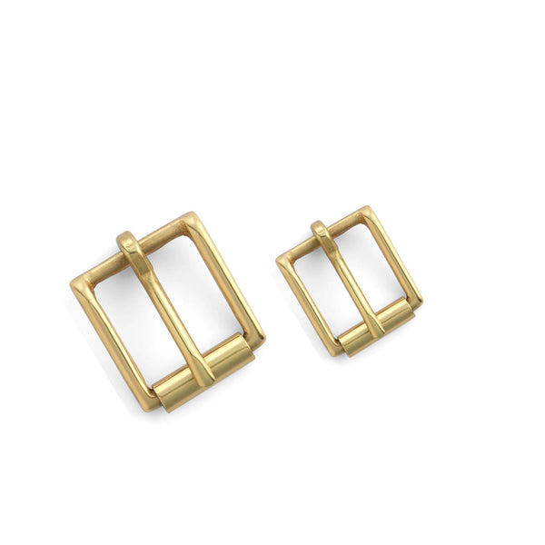 High quality premium Heel bar strap buckles in solid brass in two sizes: 19mm (3/4") 25mm (1"), for leathercraft, bag making