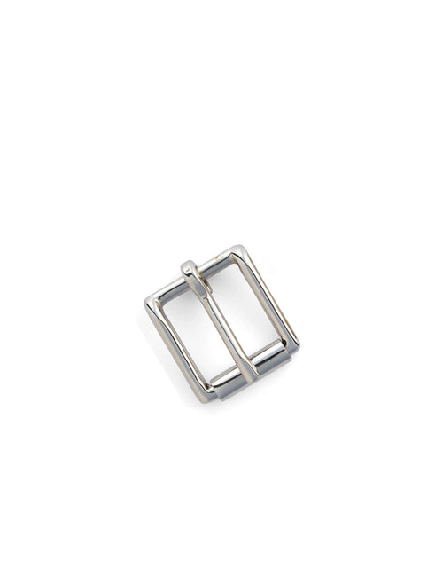Load image into Gallery viewer, High quality premium Heel bar strap buckle in nickel over solid brass for leathercraft
