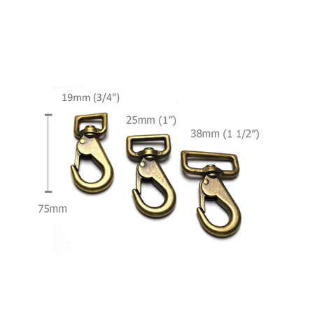 Antique Brass Swivel Snaps / Clasps from Identity Leathercraft