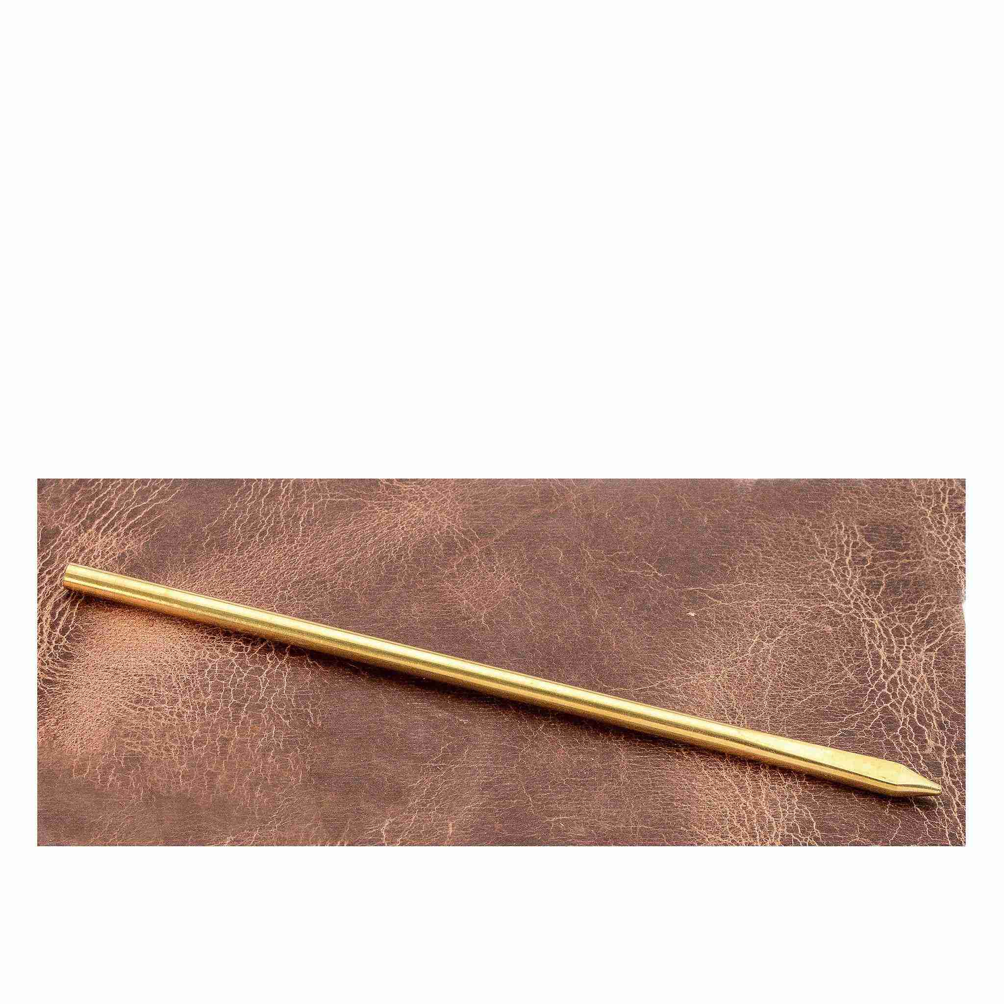 Solid brass super long needle for lacing leather thonging around deep and awkward areas in leathercraft