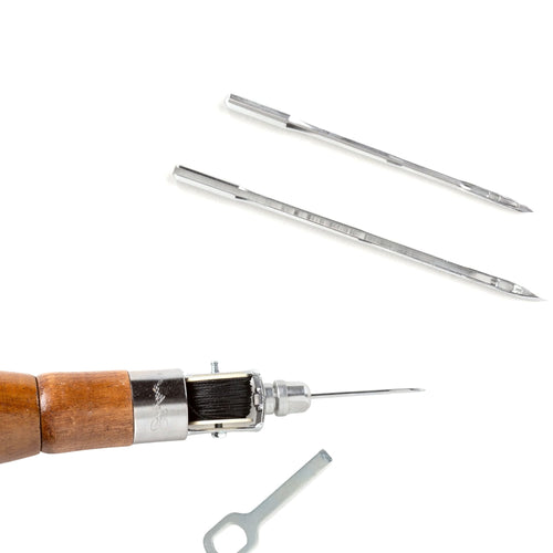 Load image into Gallery viewer, Replacement needles for the Lock Stitch Sewing Awl in size 5 fine and size 8 heavy duty for sewing leather and canvas
