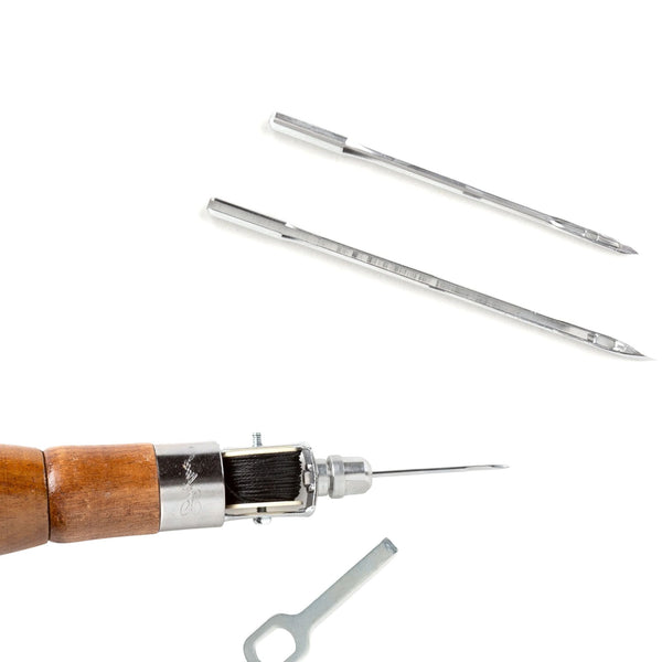 Replacement needles for the Lock Stitch Sewing Awl in size 5 fine and size 8 heavy duty for sewing leather and canvas