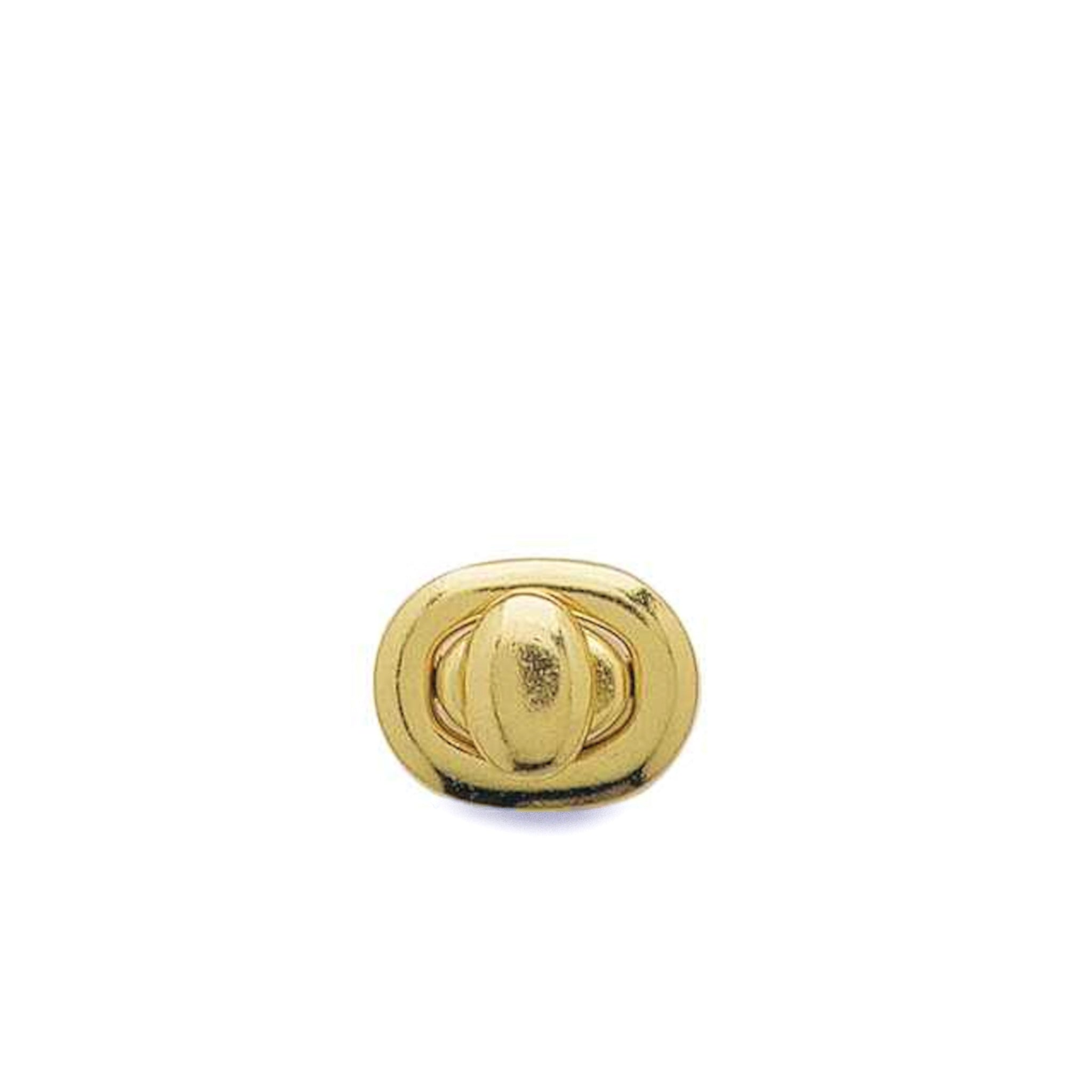 Small oval turn lock clasp in a choice of finishes for leather bag making, fastening closing bags or pouches, nickel free.