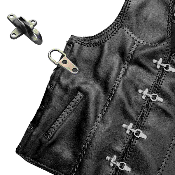 Image showing a biker waistcoat with clip hook fastening from Identity Leathercraft
