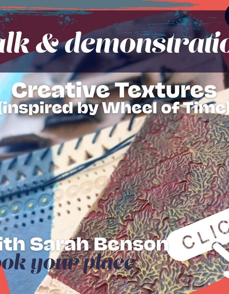 Join Sarah for a talk and demonstration on creative techniques for surface decoration of leather.

The techniques have been inspired by a visit to the Fashion &amp; Fantasy costume exhibition for the Wheel of Time. The talk will take a look at some of the incredible leather work pieces and will include close up photos from the exhibition