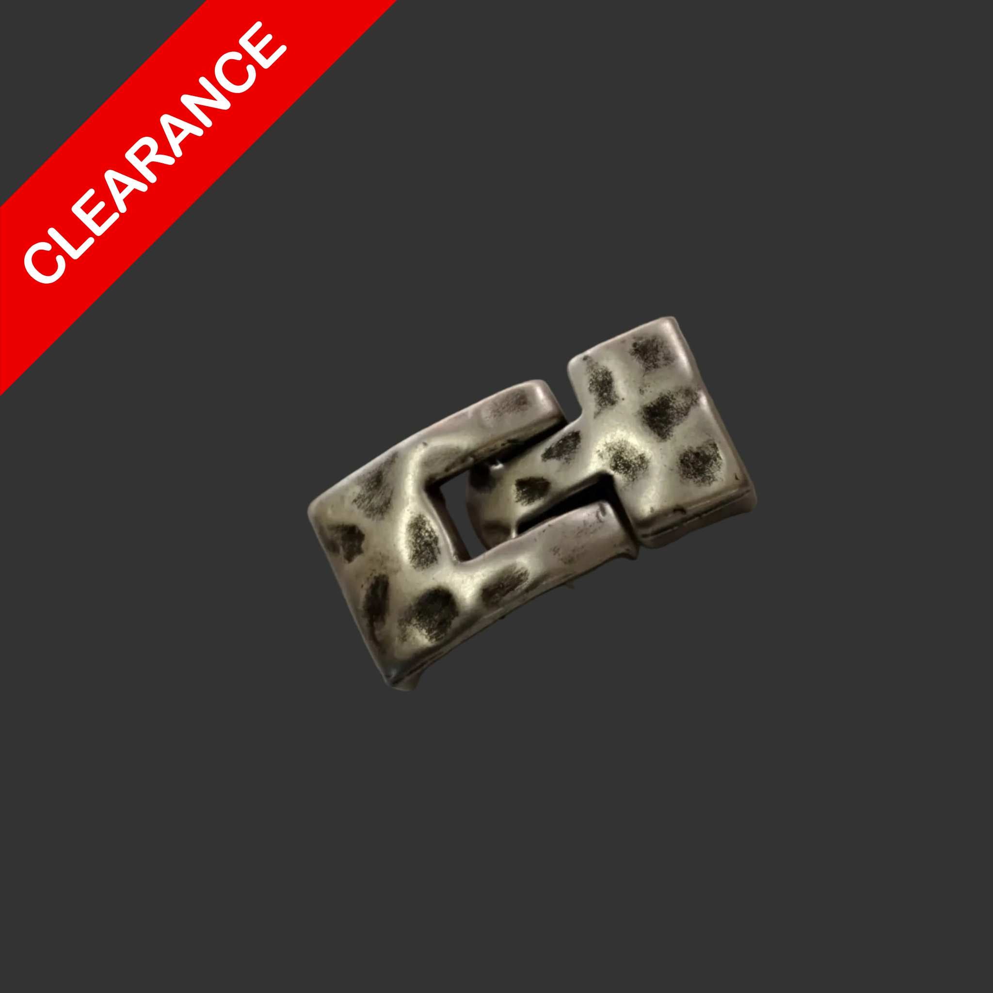 Hammered metal clasp for making bracelets, jewelry from leather strap