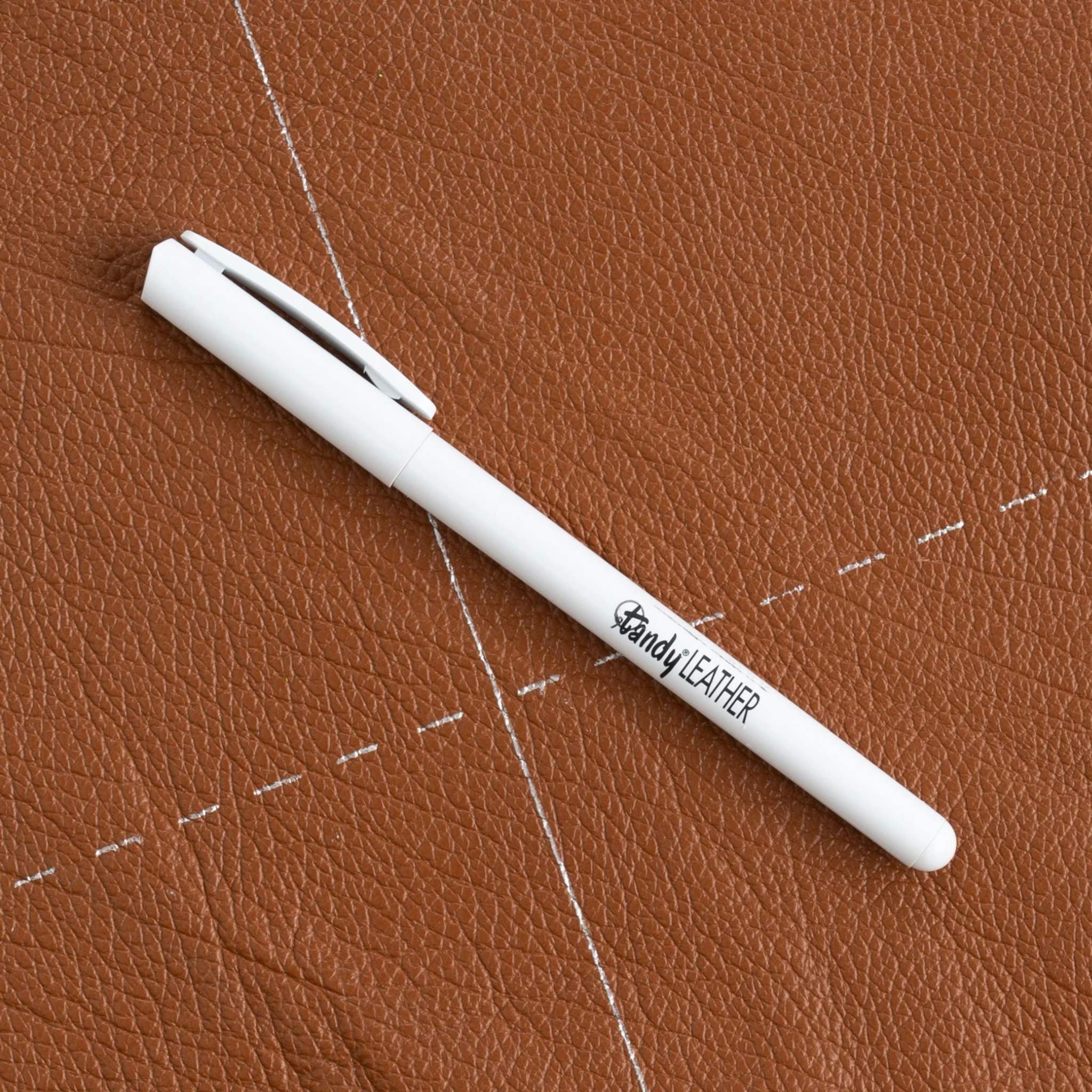 White non permanent pen for marking up leather
