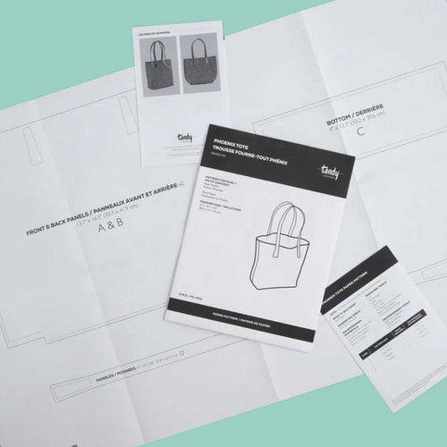 Load image into Gallery viewer, Make your own leather tote bag with this paper pattern template, including materials list and an overview illustrating the making process.
