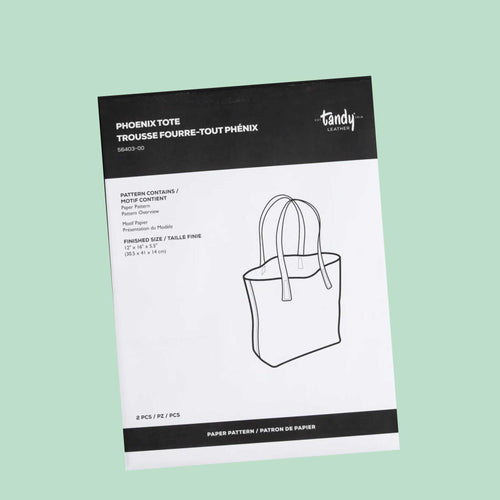 Load image into Gallery viewer, Make your own leather tote bag with this paper pattern template, including materials list and an overview illustrating the making process.
