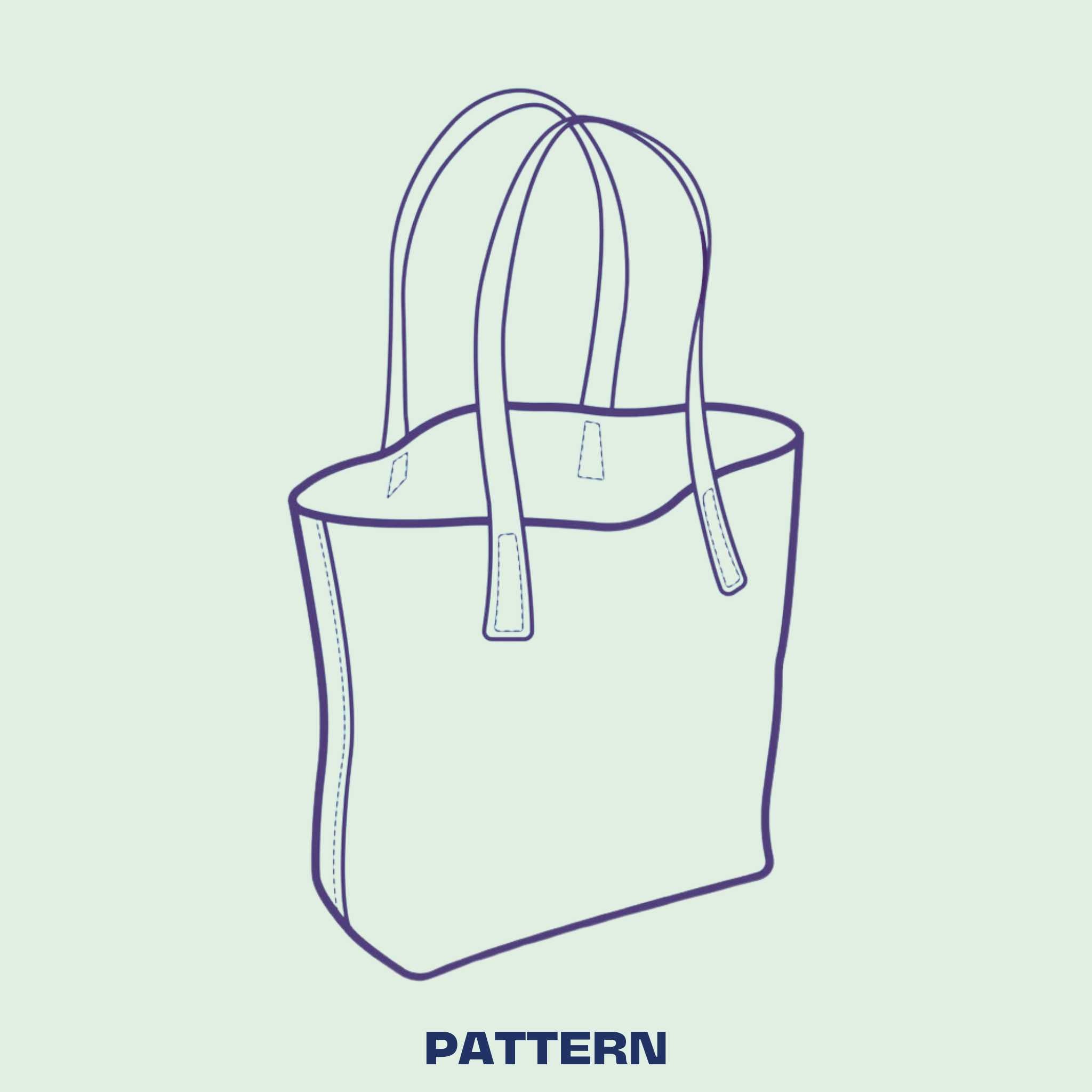 Make your own leather tote bag with this paper pattern template, including materials list and an overview illustrating the making process.