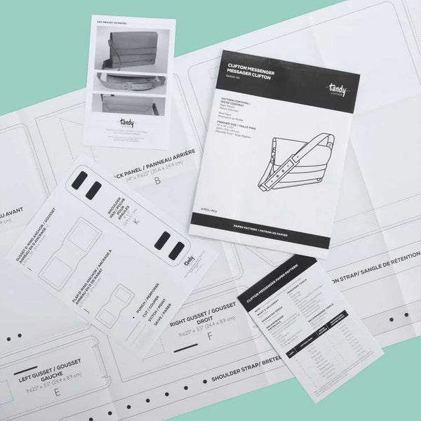 Make your own leather messenger bag with this paper pattern template, including materials list and an overview illustrating the making process.