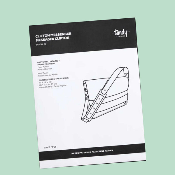 Make your own leather messenger bag with this paper pattern template, including materials list and an overview illustrating the making process.