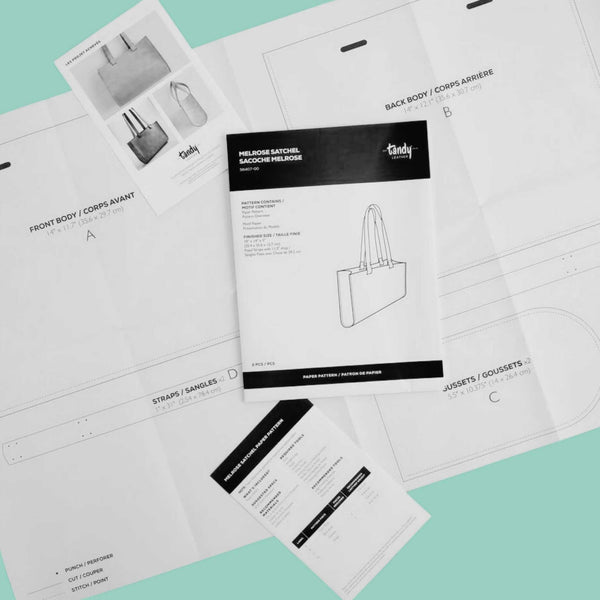 Make your own leather rectangular tote bag with this paper pattern template, including materials list and an overview illustrating the making process.