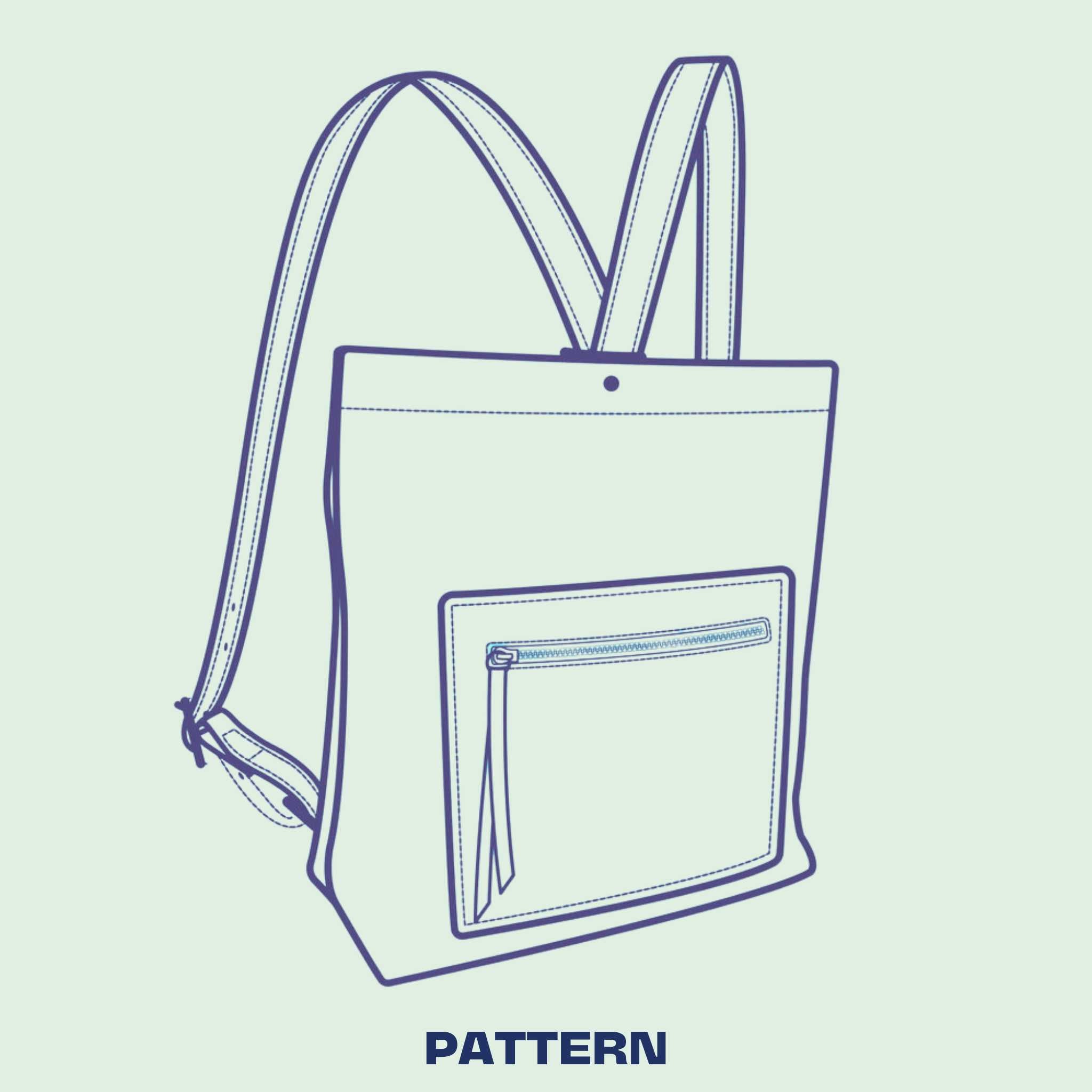 Leather backpack paper cutting and sewing pattern to help you make your own leather backpack