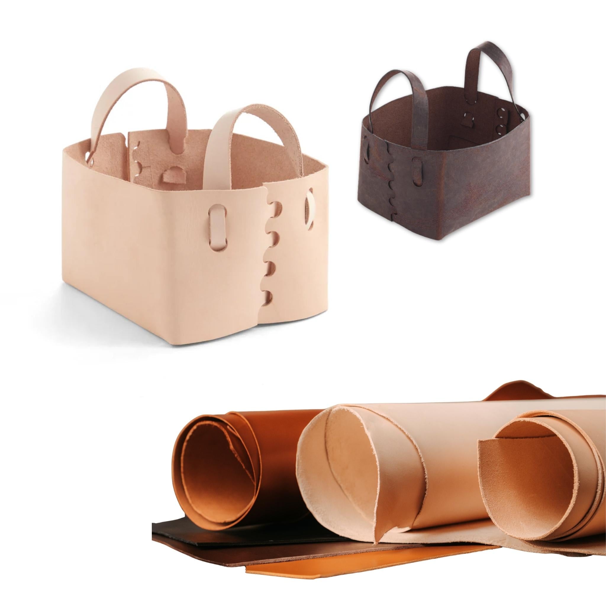 Buy veg tanned shoulder to make this lovely little leather storage from our paper pattern selection at Identity Leathercraft