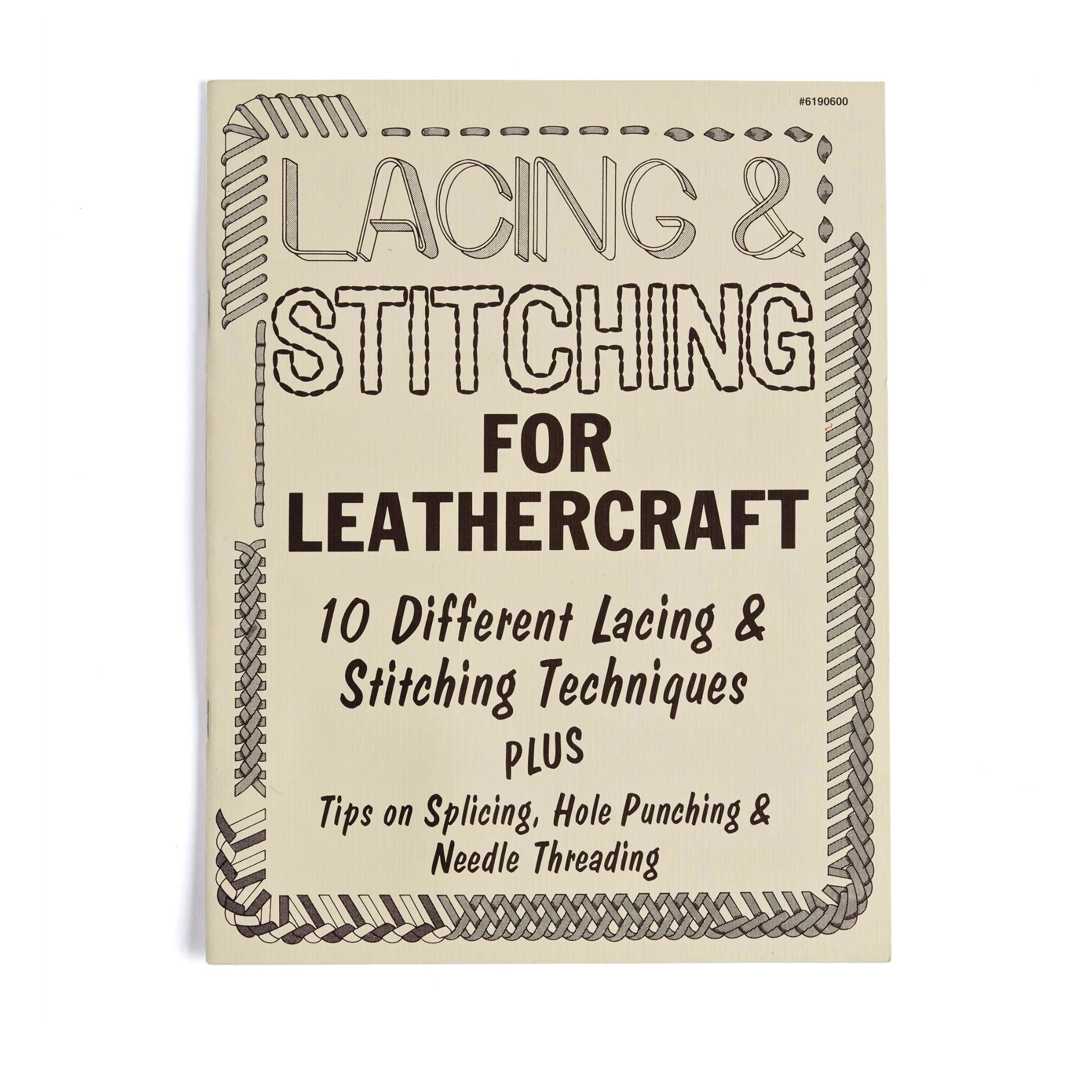 Book on how leather lacing and braiding techniques - whipstitch, single, double and triple loop lacing, round braid and more.