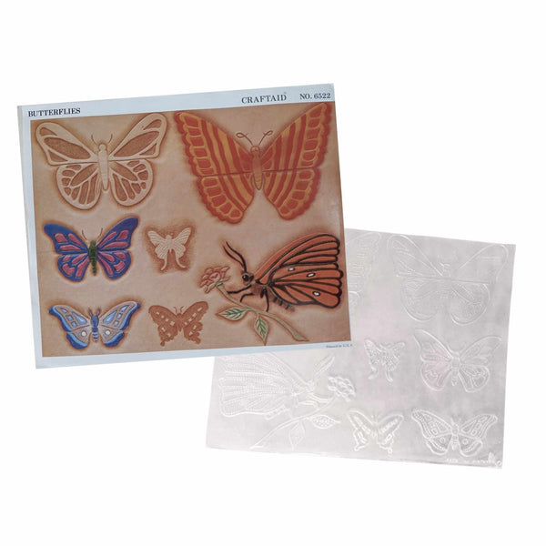 Transfer butterfly designs on to leather - embossing sheet for leathercraft tooling, stamping or pyrography