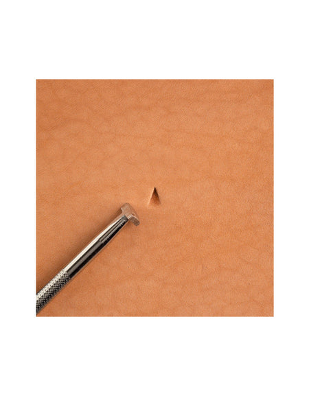 Leathercraft tooling stamp - detail figure carving, gives a clear sharp bevelled point with graded angle, ideal for creating shadows and texture.