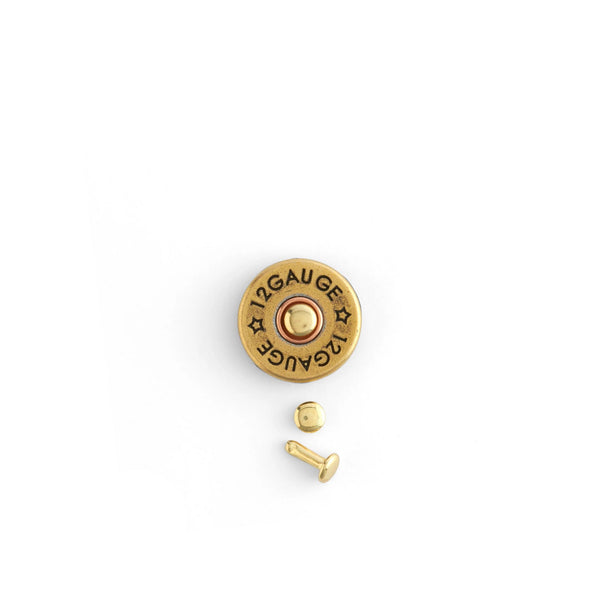 Add some custom detail to your leather belts, straps, with this shotgun 12 gauge shell metal concho disc in brass and copper finish with rivet included