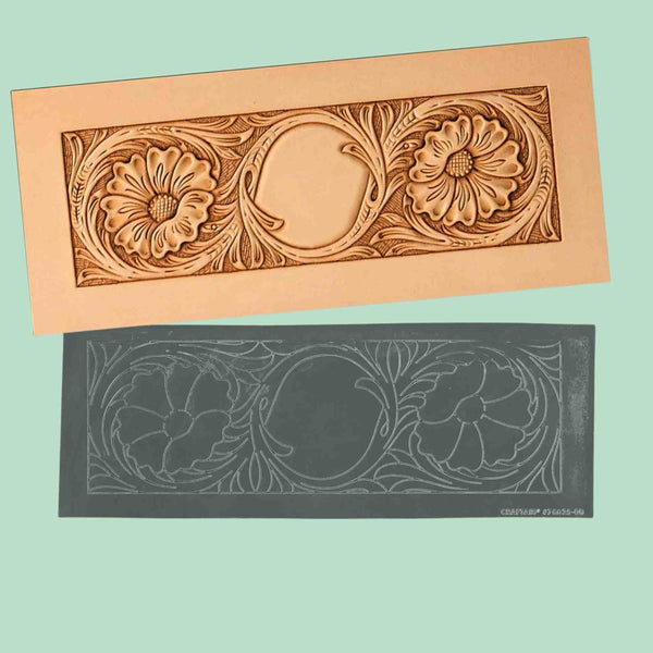 Embossing sheet for transferring patterns to vegetable tanned leather - Sheridan Style Floral Design for Wallets, Card Cases.