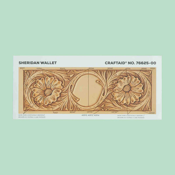 Embossing sheet for transferring patterns to vegetable tanned leather - Sheridan Style Floral Design for Wallets, Card Cases.