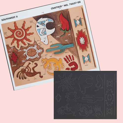 Load image into Gallery viewer, Acrylic raised template to transfer patterns and designs in to vegetable tanned leather for leather carving - Native American design motifs
