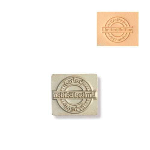 Load image into Gallery viewer, Add a distinct makers mark to your leather with this "crafted by hand, limited edition" 3D emboss metal stamp
