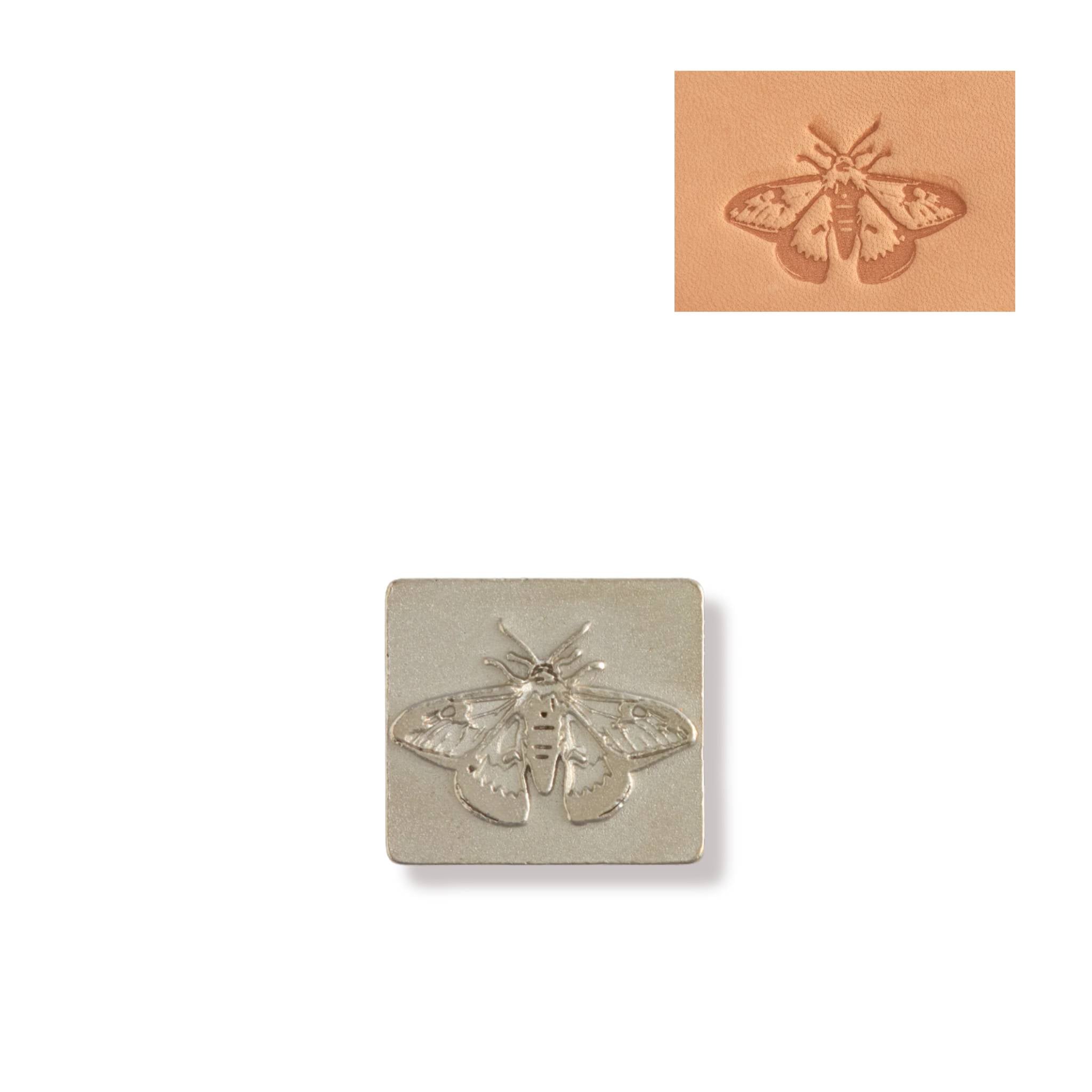 Easy to use metal 3D emboss metal stamp Moth design for use with vegetable tanned leather