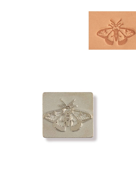 Easy to use metal 3D emboss metal stamp Moth design for use with vegetable tanned leather