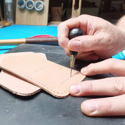 Load image into Gallery viewer, Beautifully made wood and hardened steel leather craft sharp awls in a choice of diamond (stitching) and round tips, ideal for marking up, and piercing all thicknesses of leather.
