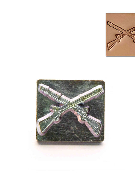 Crossed Rifles 3D Embossing Stamp from Identity Leathercraft