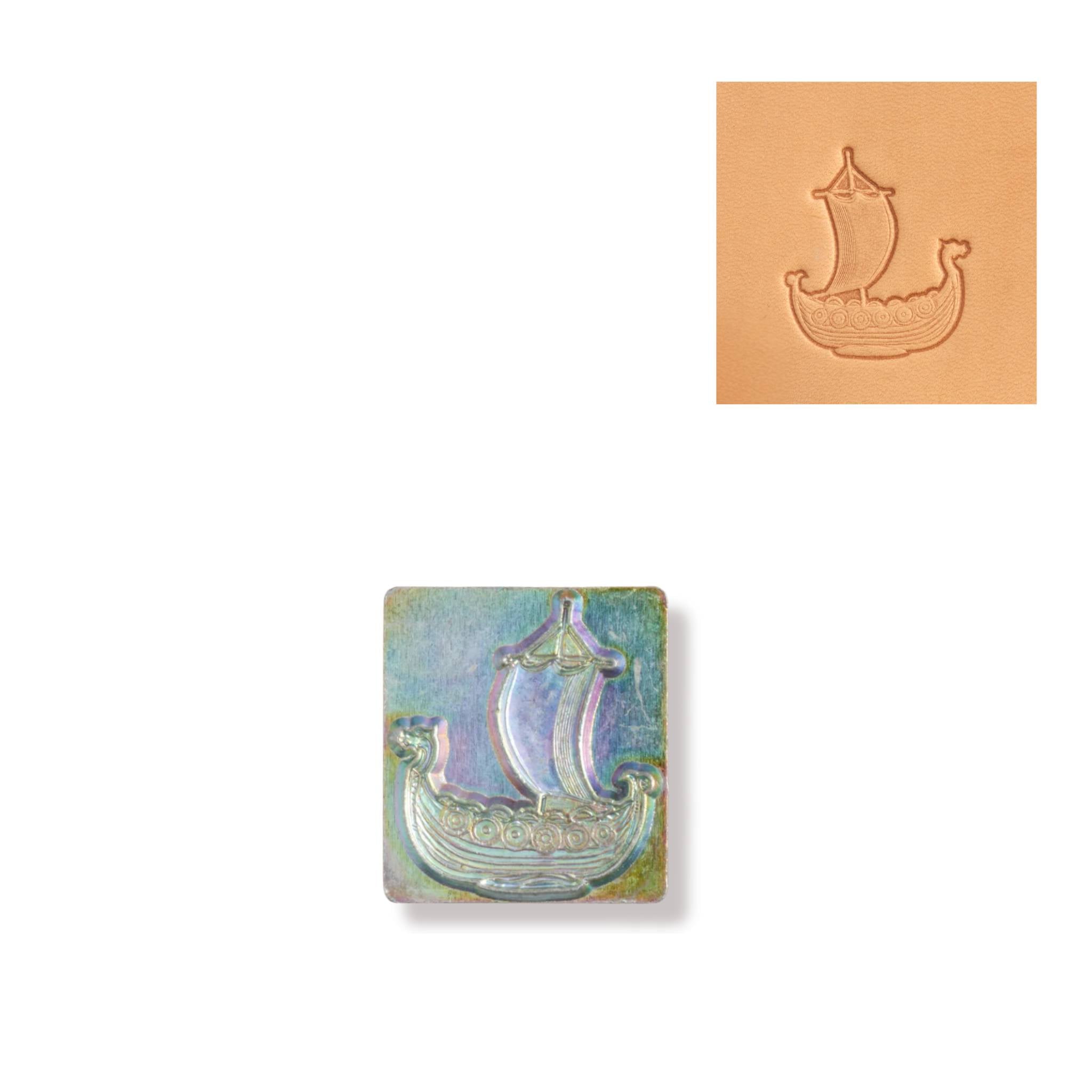 Stamp depicting a Viking style boat for 3d embossing into leather