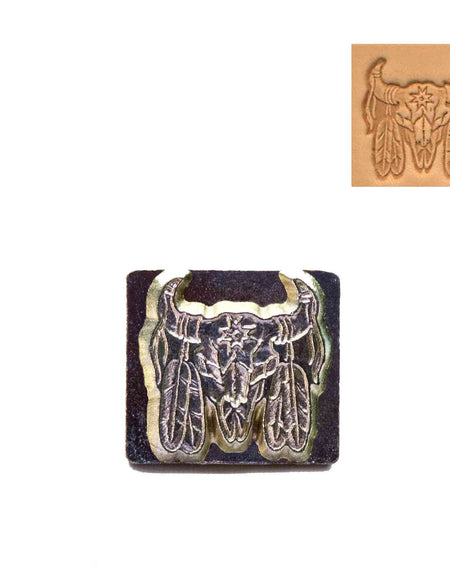 Skull & Feathers 3D Embossing Stamp from Identity Leathercraft