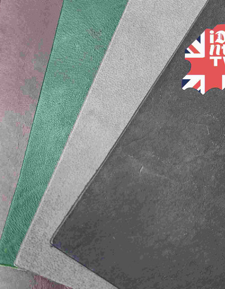 A3 craft cuts of UK made vegetable tanned leather in various colours - limited stock, ideal for knife sheaths, book journals, passport cases and pouches