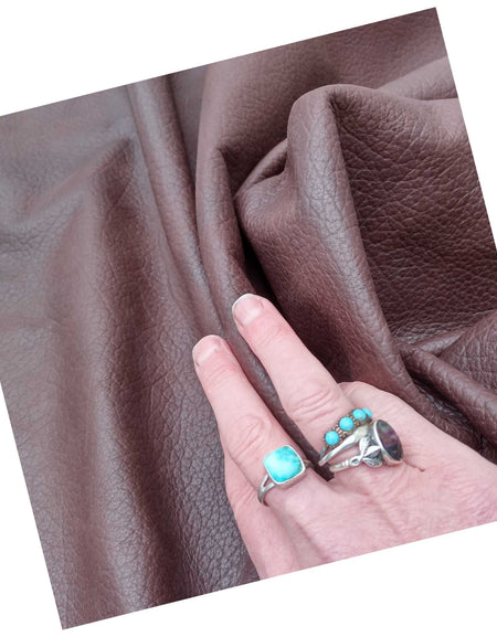 Brown embossed grain cowhide leather in small craft cuts A3