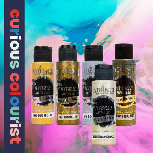 Load image into Gallery viewer, 5 assorted metaillic soft sheen paints for leather upcycling and leathercraft projects
