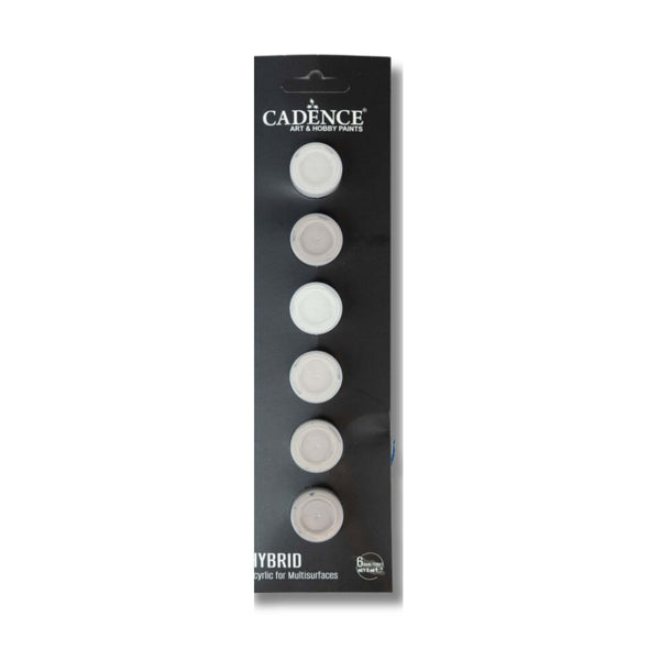 Taster strip of 6 paints in shades of grey, ideal for painting all types of leather surface.