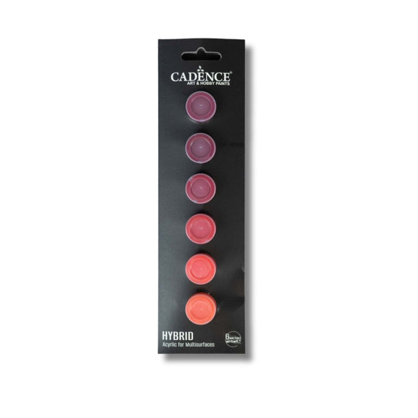 Opaque paints taster strip of 6 colours in warm plums and oranges for painting on leather and other surfaces