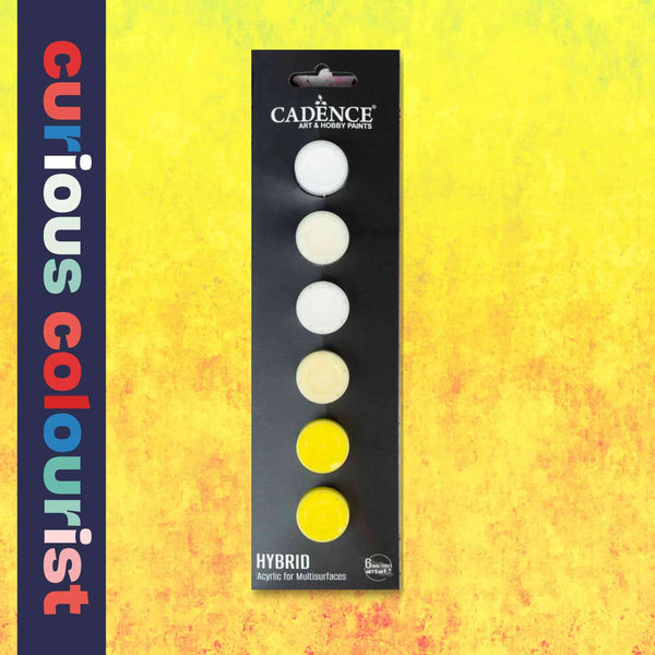 Sunny Bright Yellows and Ice White taster hybrid leather paint taster strip