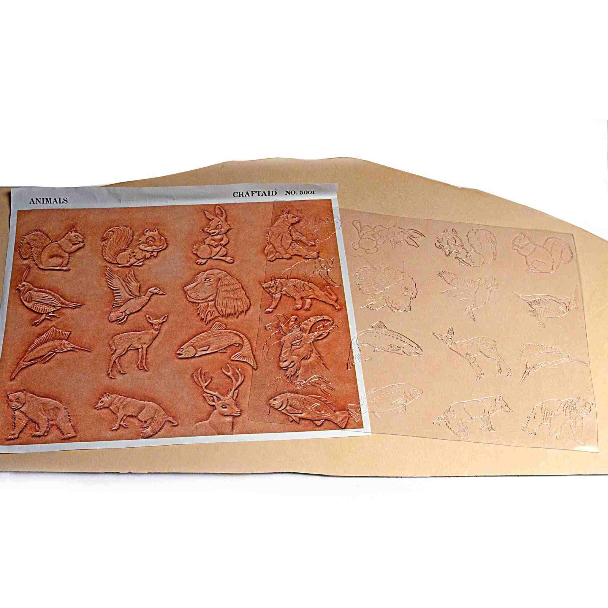 Quickly transfer animal designs to leather using the Animals craftaid - fish, dog, stag and more