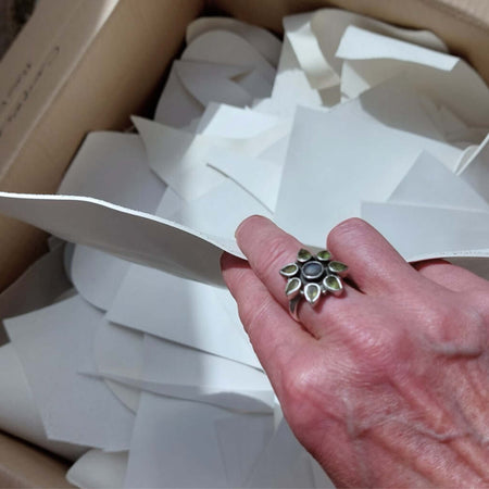 Large box of unsorted Light Weight Cream White Calf Craft Pieces, (vegetable tanned) sustainably and environmentally sourced leather with a light base ideal for creating bright colours and other surface decoration.