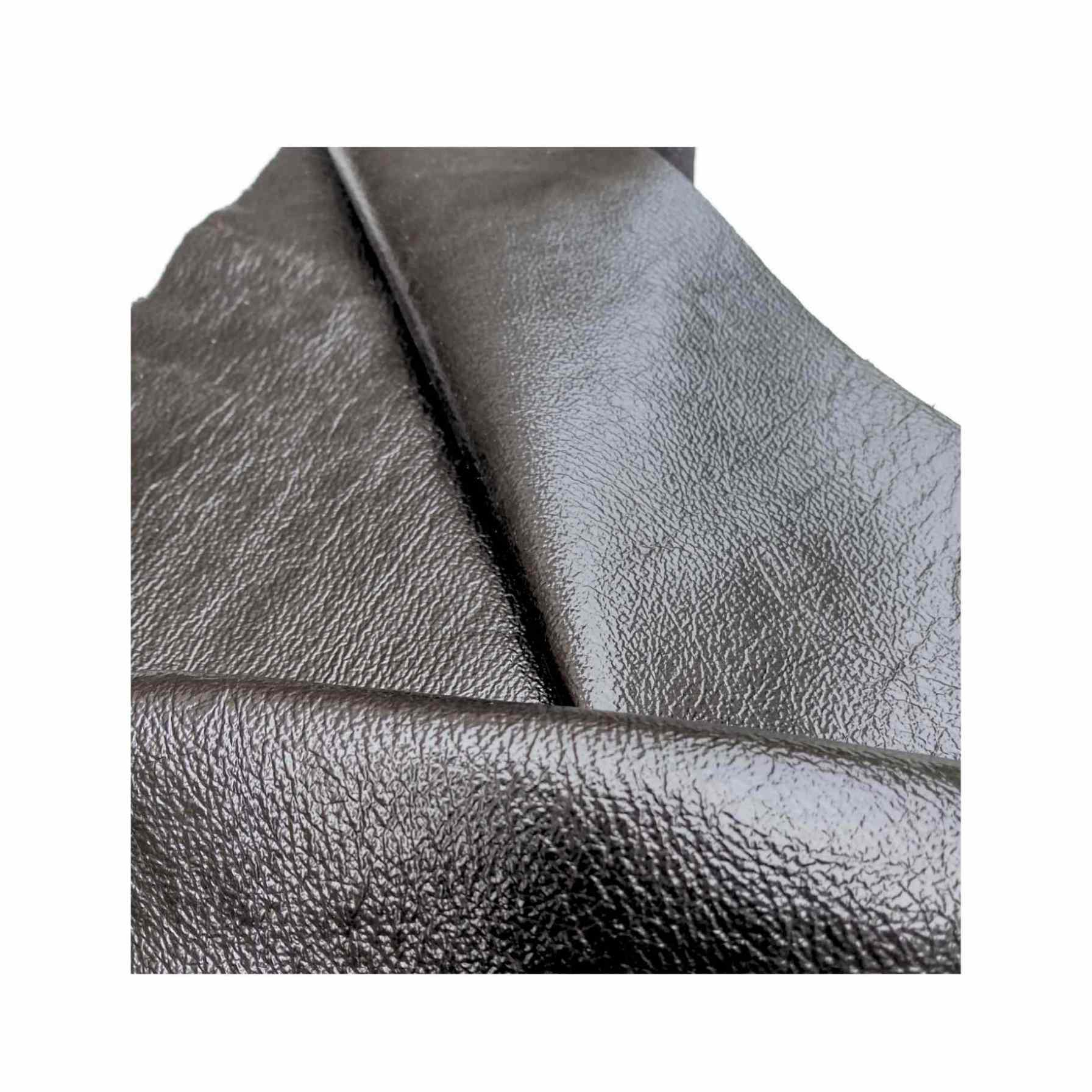 A3 Metallic black leather with a light glitter sheen ideal for clothing trim, jewellery making, applique, linings