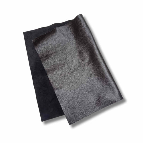 Load image into Gallery viewer, A3 Metallic black leather with a light glitter sheen ideal for clothing trim, jewellery making, applique, linings
