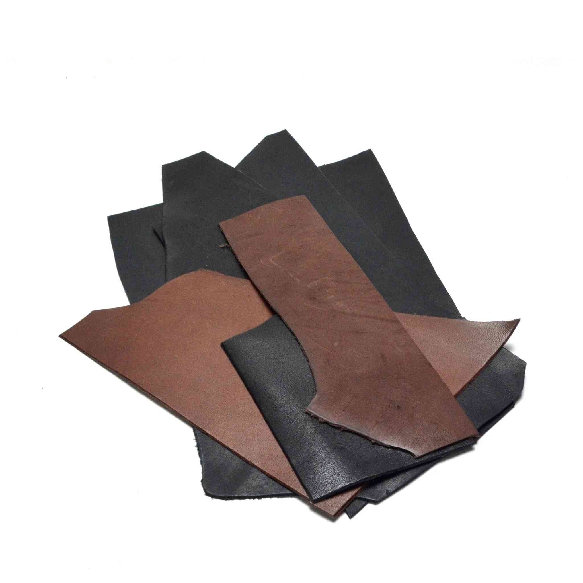 Heavyweight black/brown veg tan kangaroo pieces for falconry and can also be used for general leatherwork, such as wallet making.