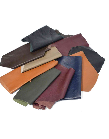 Soft Lamb Sheepskin Leather Pieces - Darks from Identity Leathercraft, suitable for applique, patchwork, mixed media, jewellery and other crafts.