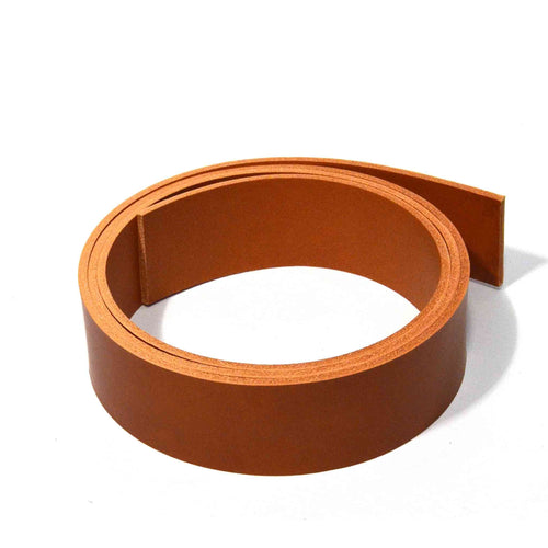 Load image into Gallery viewer, Mid Tan Dyed Veg Tan Cowhide Strip 3.0-3.5mm from Identity Leathercraft

