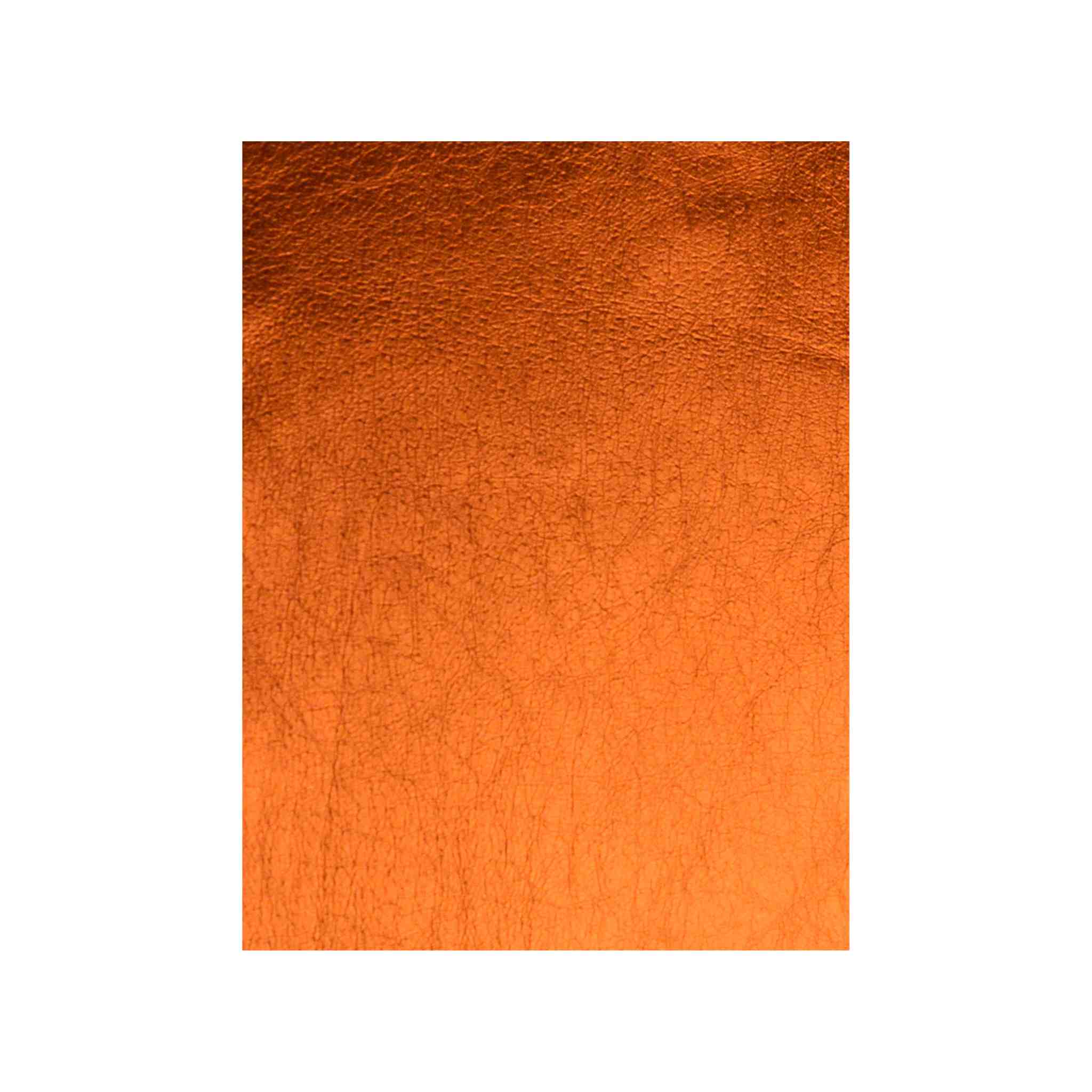 Warm tangerine orange metallic foil soft genuine leather ideal for costume, jewellery, clothing, applique - easy to machine sew